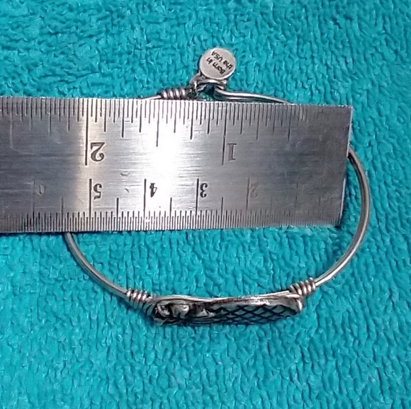 Silvertone Pineapple Charm Bracelet L+D Born In The USA Small Wrist Child - Picture 4 of 5